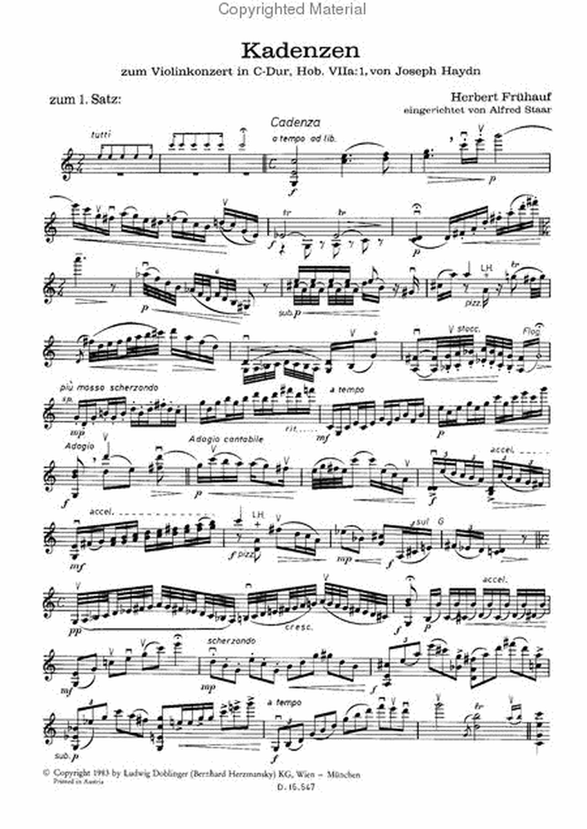Kadenz zum Violinkonzert C-Dur