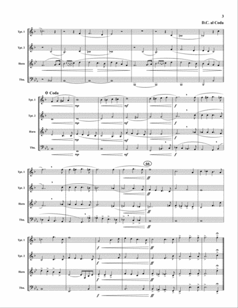Elsa's Procession to the Cathedral Brass Quartet scores gallery preview page 3