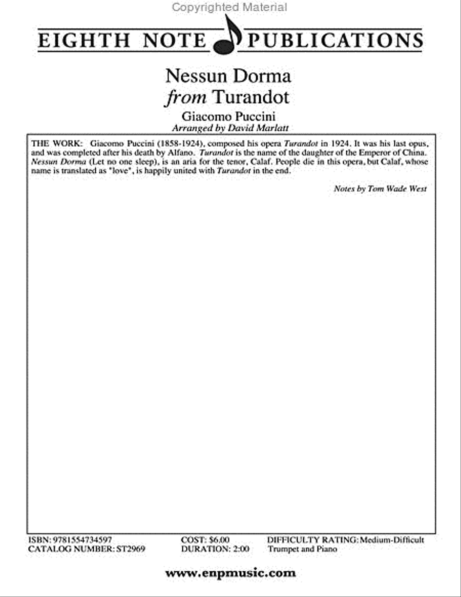 Nessun Dorma (from Turnadot) Small Ensemble scores gallery preview page 2