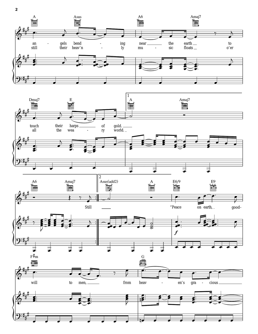 It Came Upon A Midnight Clear Piano, Vocal, Guitar scores gallery preview page 2