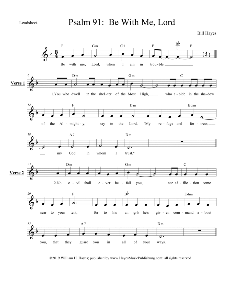 Psalm 91: Be With Me, Lord (Leadsheet) image number null