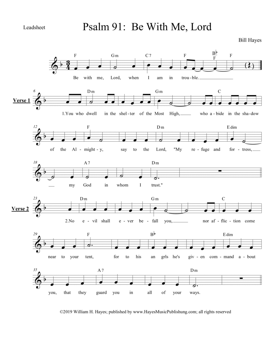 Psalm 91: Be With Me, Lord (Leadsheet) Easter scores gallery preview page 1