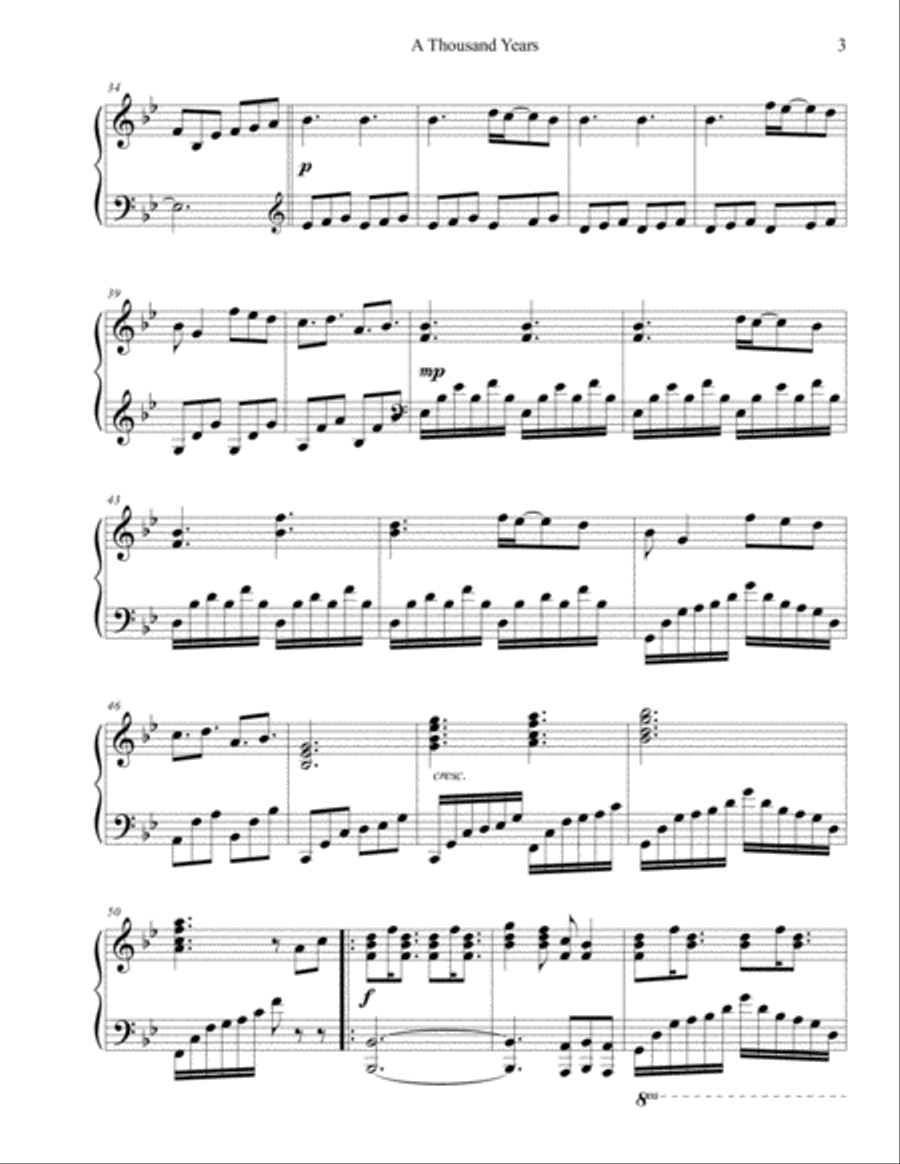 A Thousand Years A Thousand Years Piano Solo scores gallery preview page 3