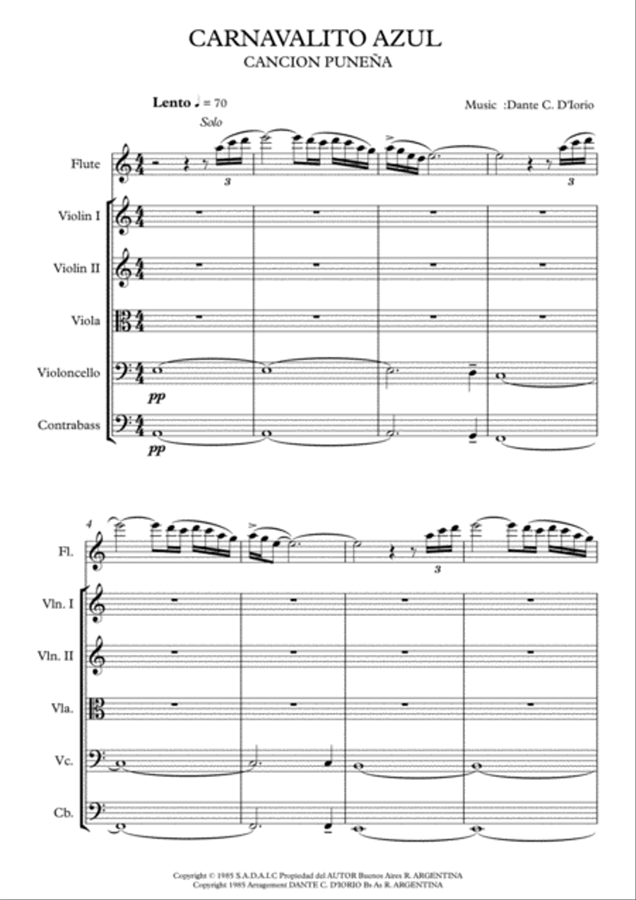 Carnavalito Azul - Folclore Argentino String Orchestra scores gallery preview page 1