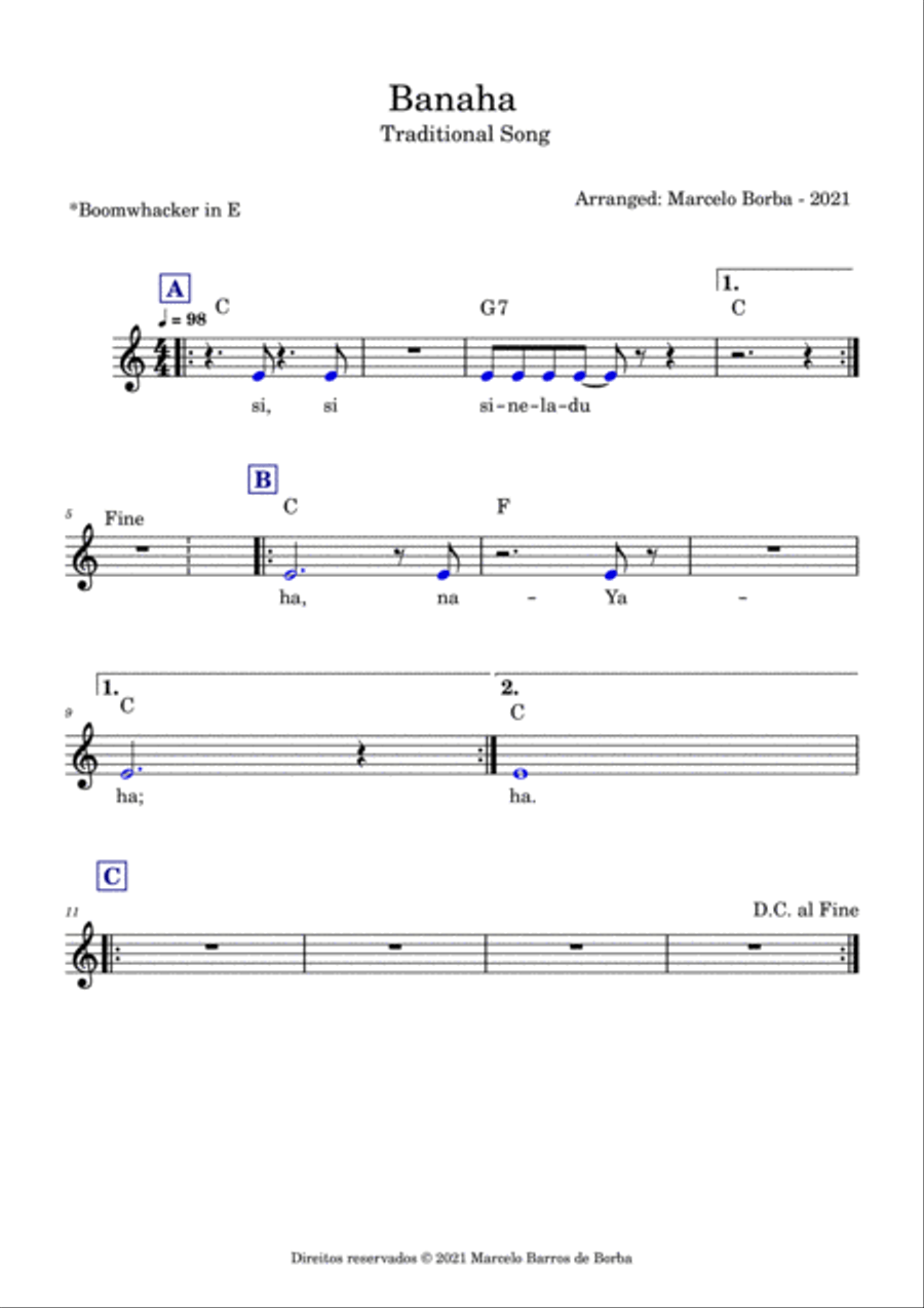 Banaha for Boomwhackers Easy Piano scores gallery preview page 5