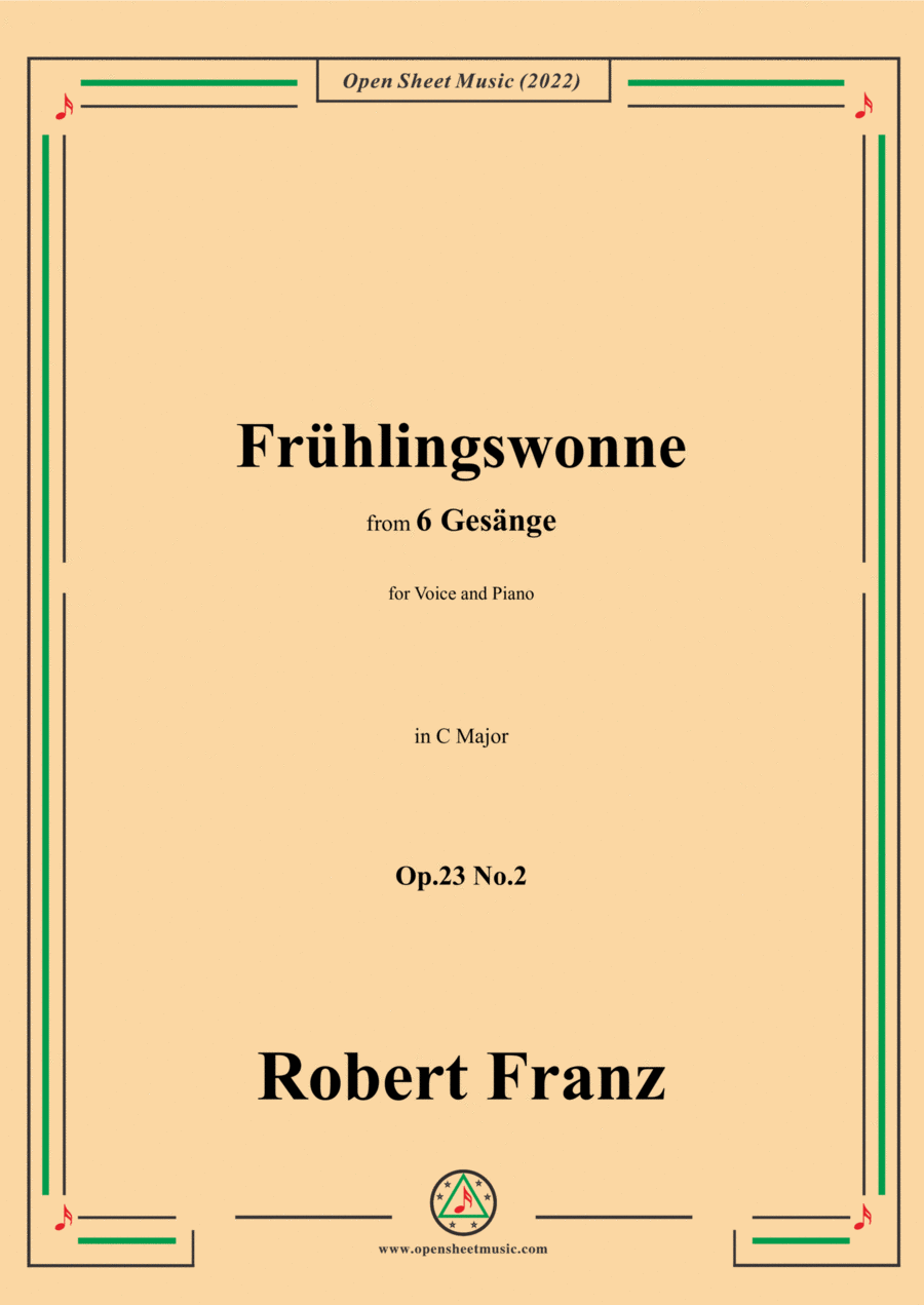 Franz-Fruhlingswonne,in C Major,Op.23 No.2,for Voice and Piano Voice Solo scores gallery preview page 1