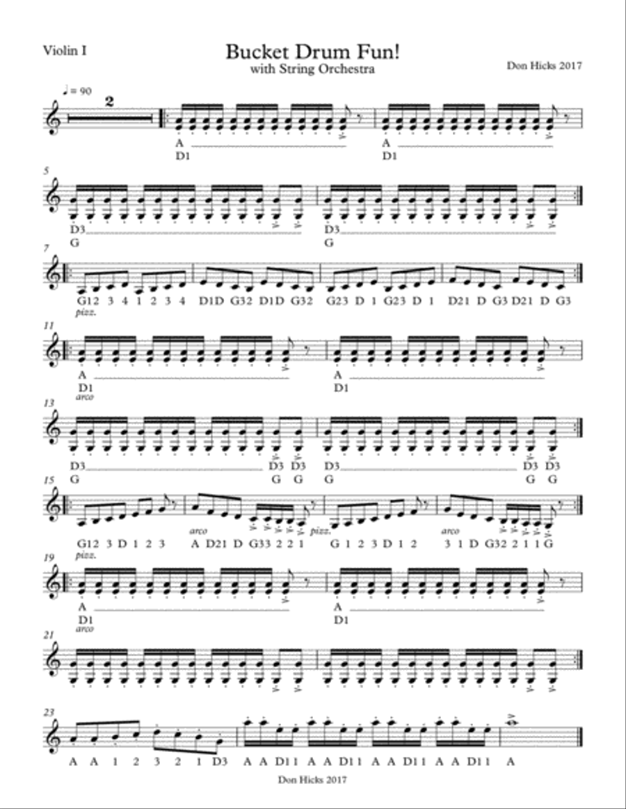 Bucket Drum Fun with String Orchestra Percussion Ensemble scores gallery preview page 1