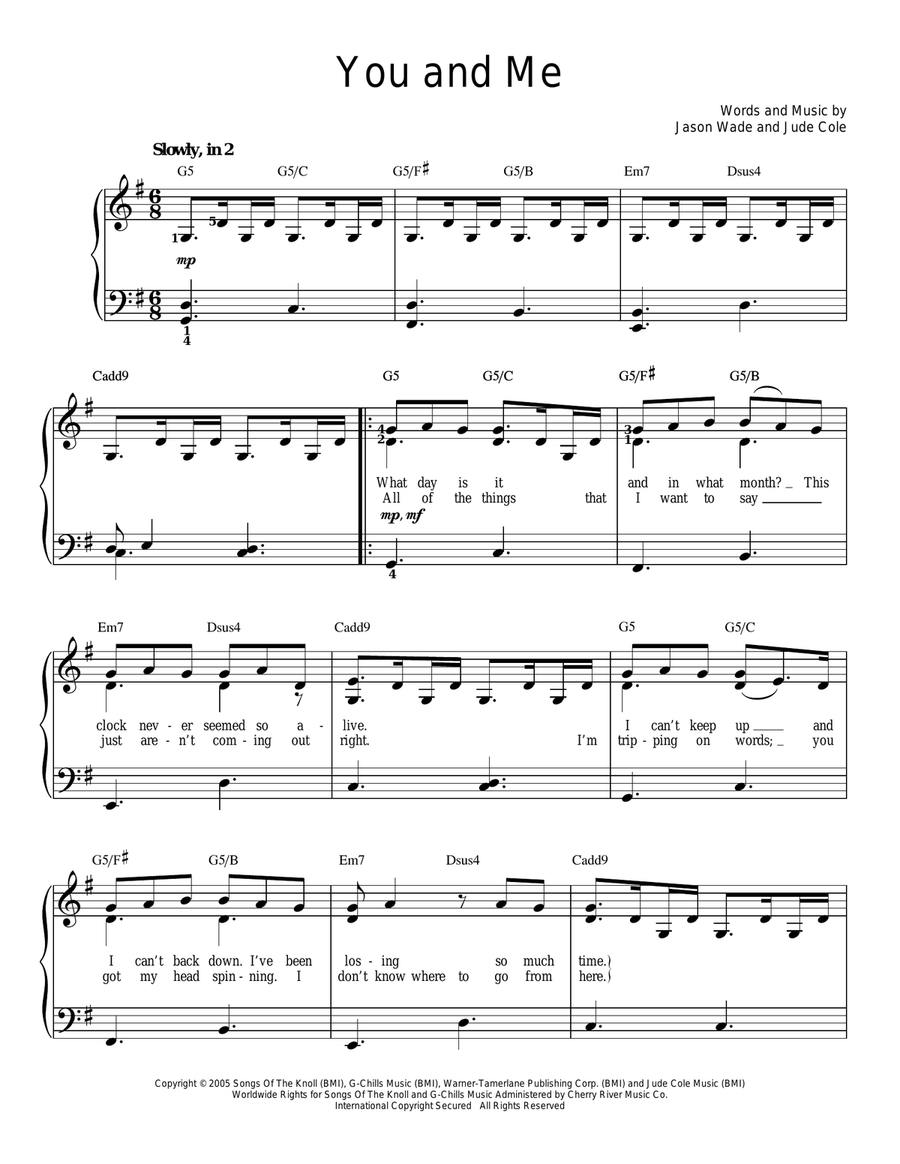 You And Me You And Me Easy Piano scores gallery preview page 1