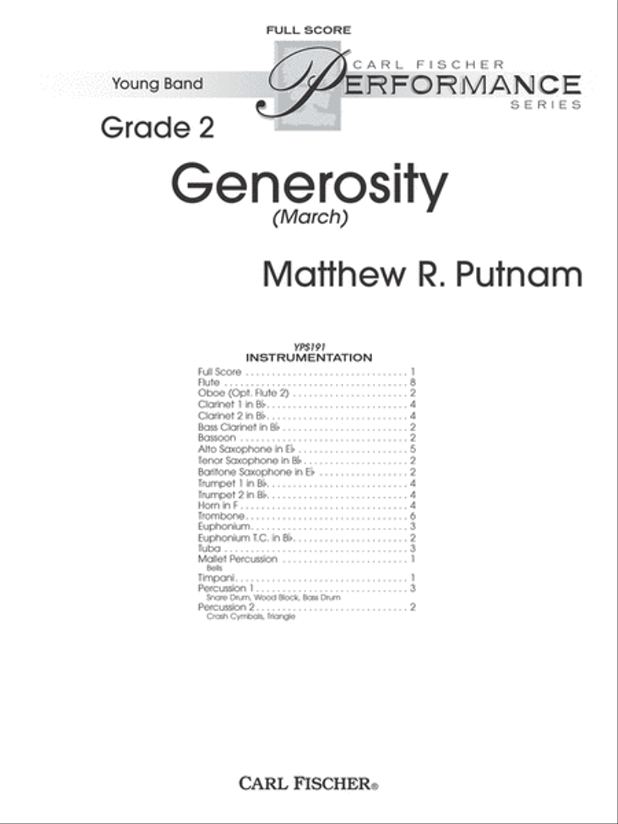 Generosity Concert Band scores gallery preview page 1