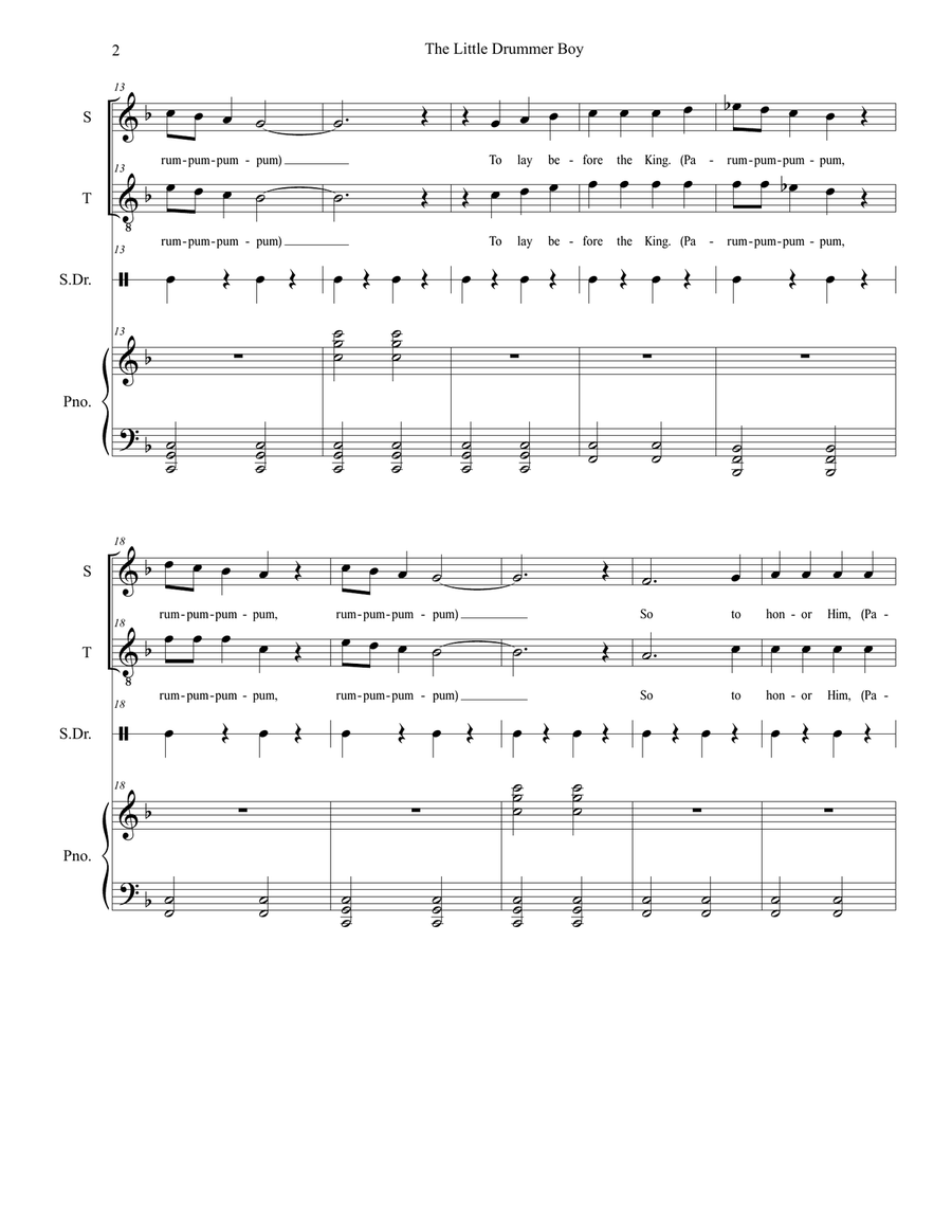 The Little Drummer Boy Vocal Duet scores gallery preview page 2