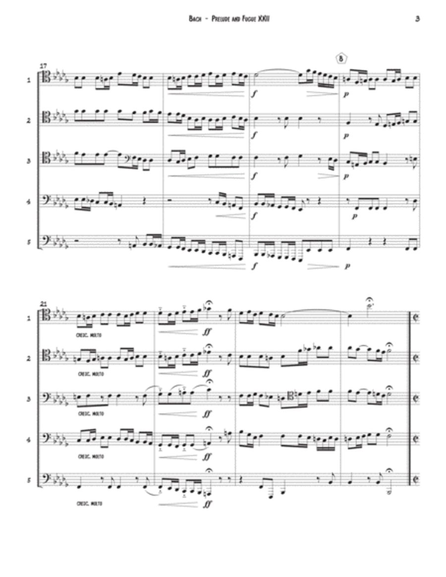 Prelude and Fugue in B-flat minor BWV 867 from WTC Book I for Trombone Quintet
