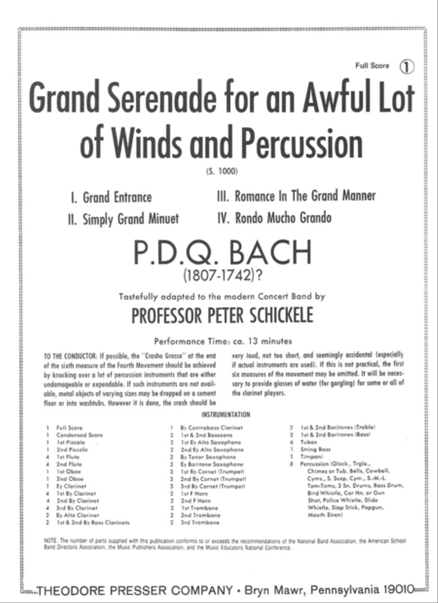 Grand Serenade For An Awful Lot of Winds And Percussion Grand Serenade For An Awful Lot of Winds And Percussion Concert Band scores gallery preview page 1