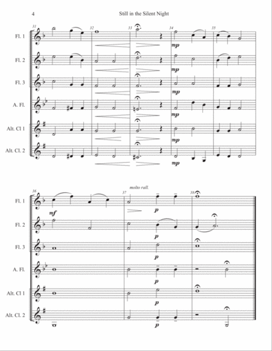 Be Still Silent Night (Still Still Still and Silent Night Woodwind Quartet scores gallery preview page 4