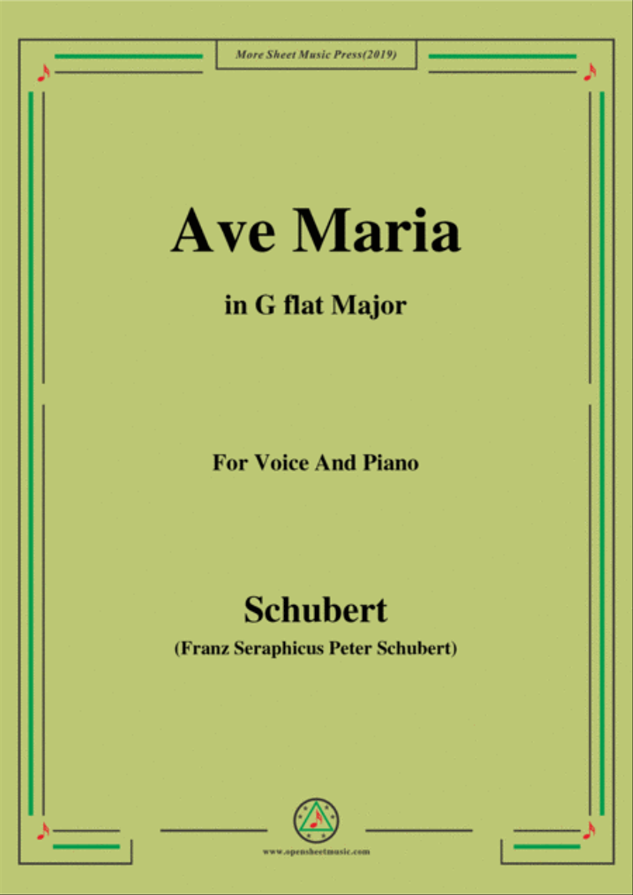 Schubert-Ave maria in G flat Major,for voice and piano Schubert-Ave maria in G flat Major,for voice and piano Voice Solo scores gallery preview page 1