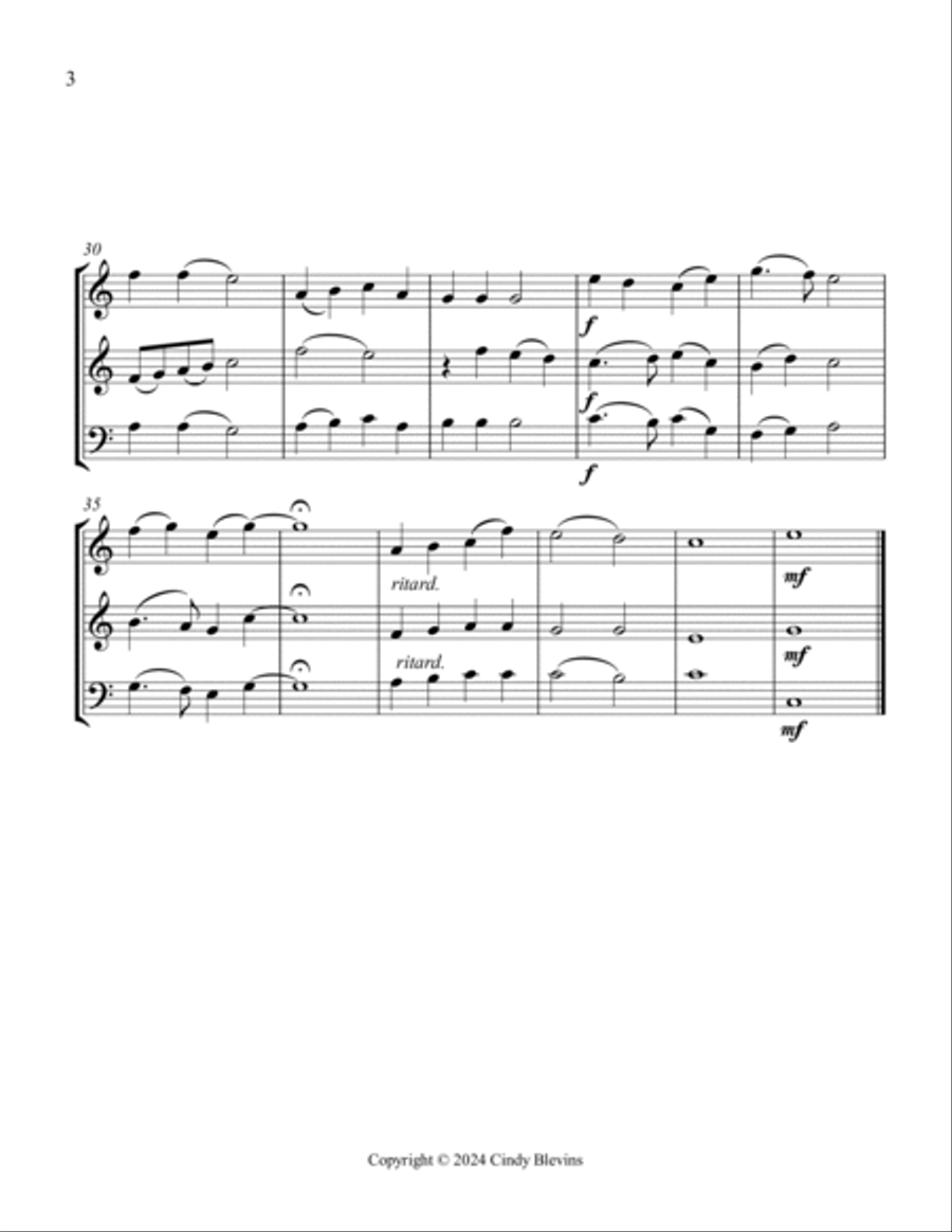 For the Beauty of the Earth, for Two Violins and Cello String Trio scores gallery preview page 4