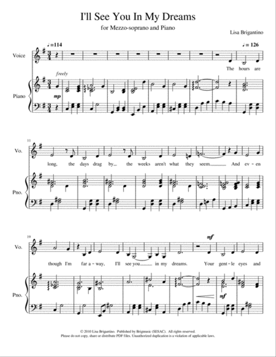 I'll See You in My Dreams Alto Voice scores gallery preview page 1