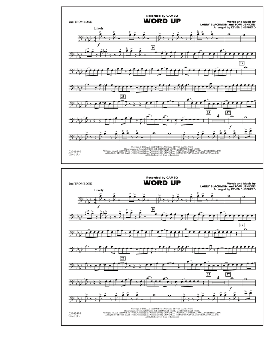 Word Up - 2nd Trombone Marching Band scores gallery preview page 1