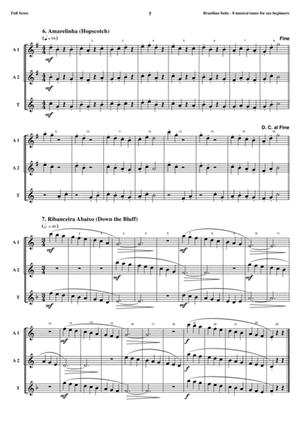 Brazilian Suite - 8 musical tunes for sax beginners (score and parts) image number null