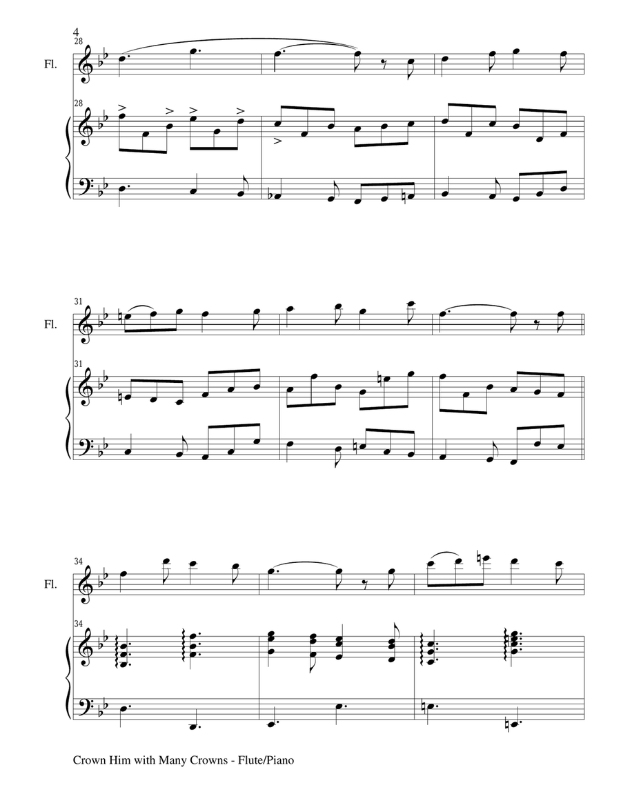 CROWN HIM WITH MANY CROWNS (Duet – Flute and Piano/Score and Parts) Woodwind Duet scores gallery preview page 4