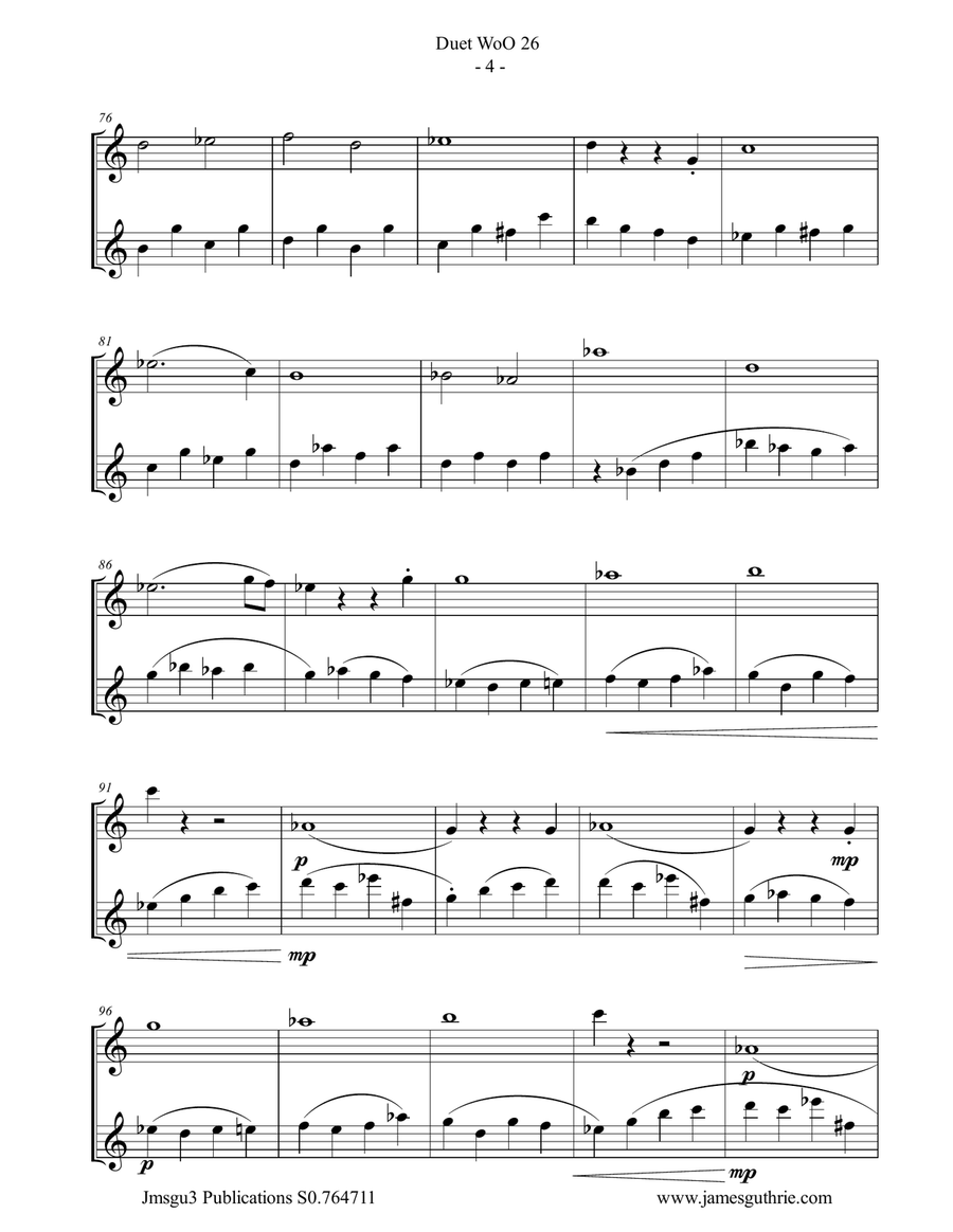 Beethoven: Duet WoO 26 for Tenor Sax Duo Woodwind Duet scores gallery preview page 4