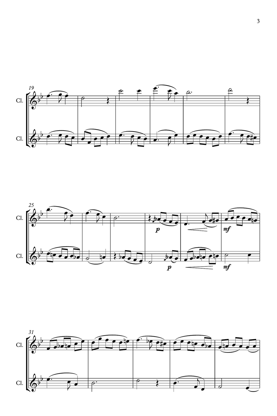 An ever-so-slightly blue Silent Night (Stille Nacht), for Clarinet Duet Clarinet Duet scores gallery preview page 3