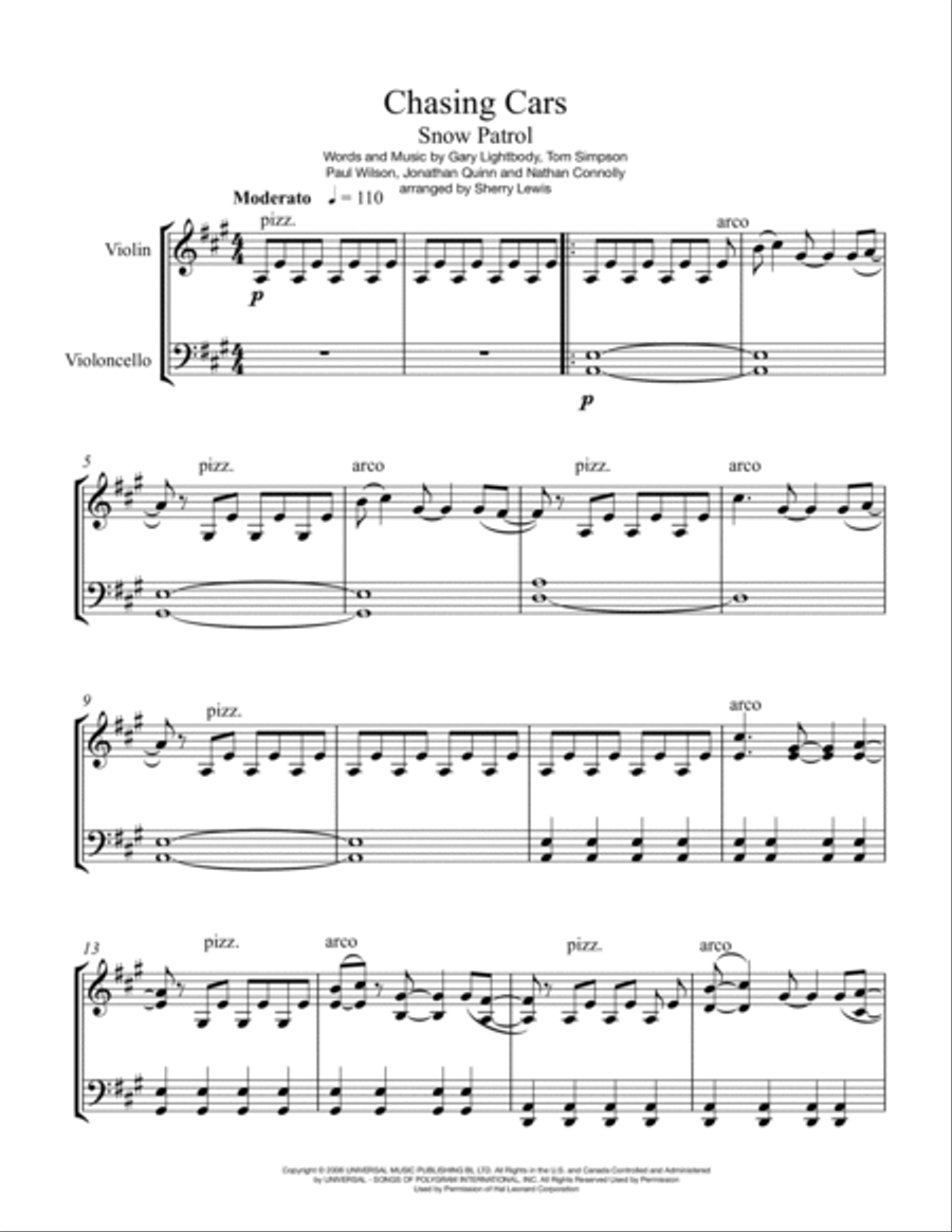 Chasing Cars String Duet scores gallery preview page 4
