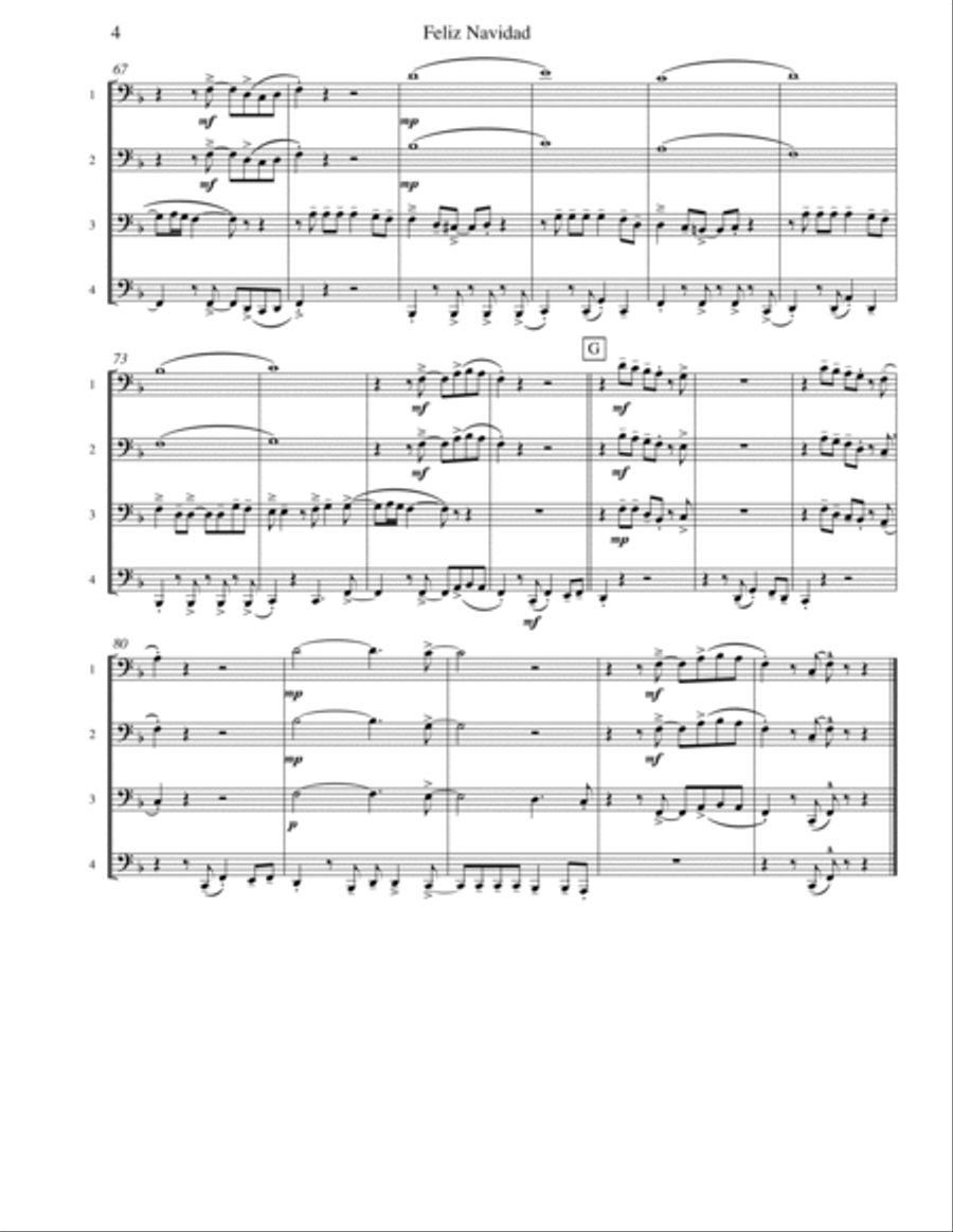 Feliz Navidad Feliz Navidad Brass Quartet scores gallery preview page 4