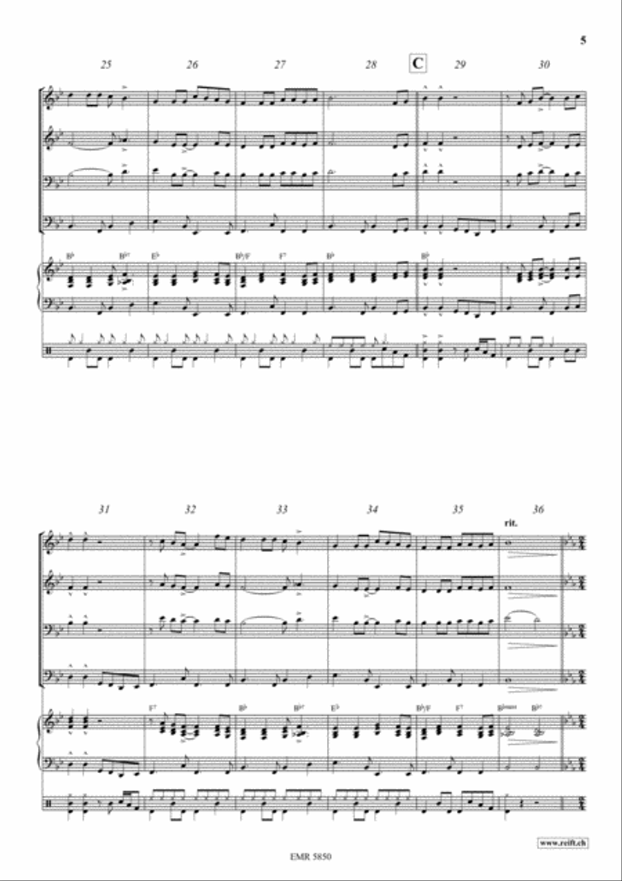Shell' Be Coming Round The Mountain Brass Ensemble scores gallery preview page 5