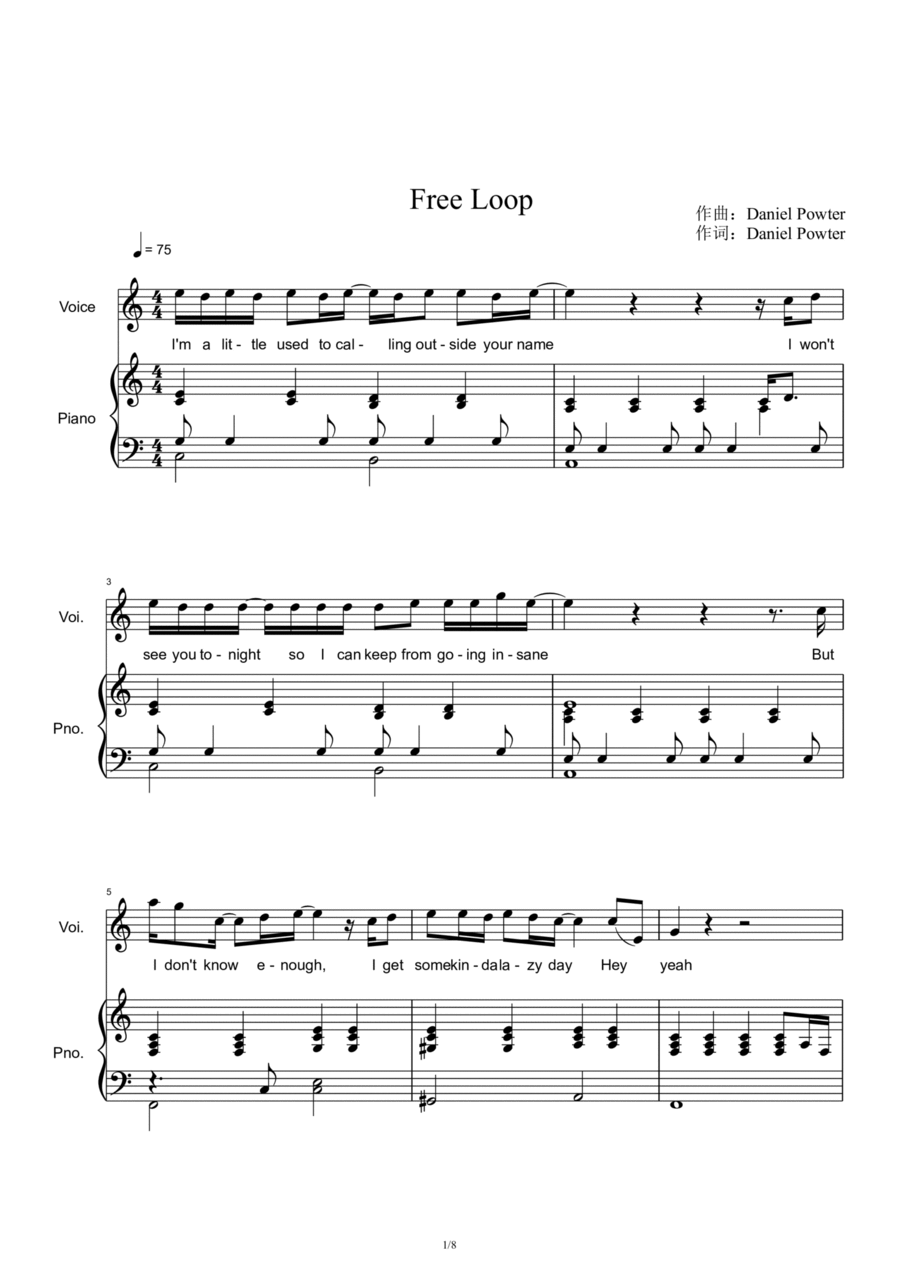 Free Loop Free Loop Voice scores gallery preview page 1