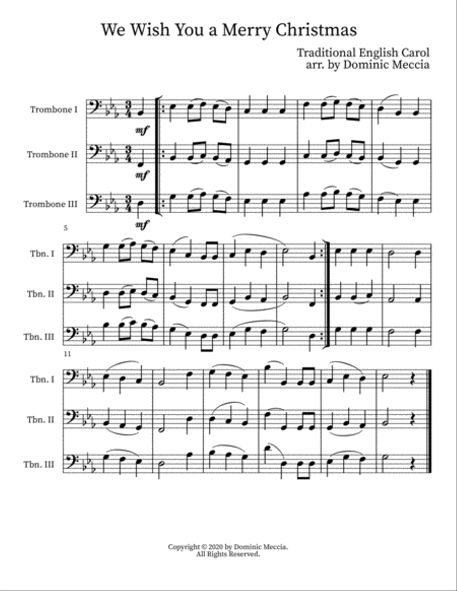 We Wish You a Merry Christmas Brass Ensemble scores gallery preview page 1