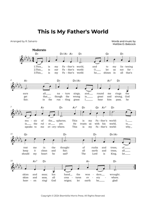 Book cover for This Is My Father's World (Key of D-Flat Major)
