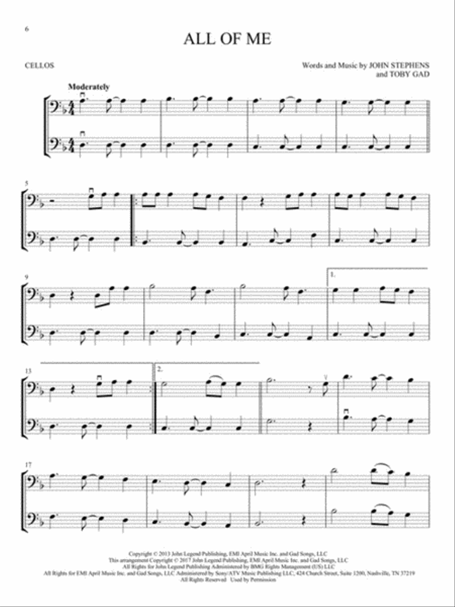 Hit Songs for Two Cellos String Duet scores gallery preview page 4
