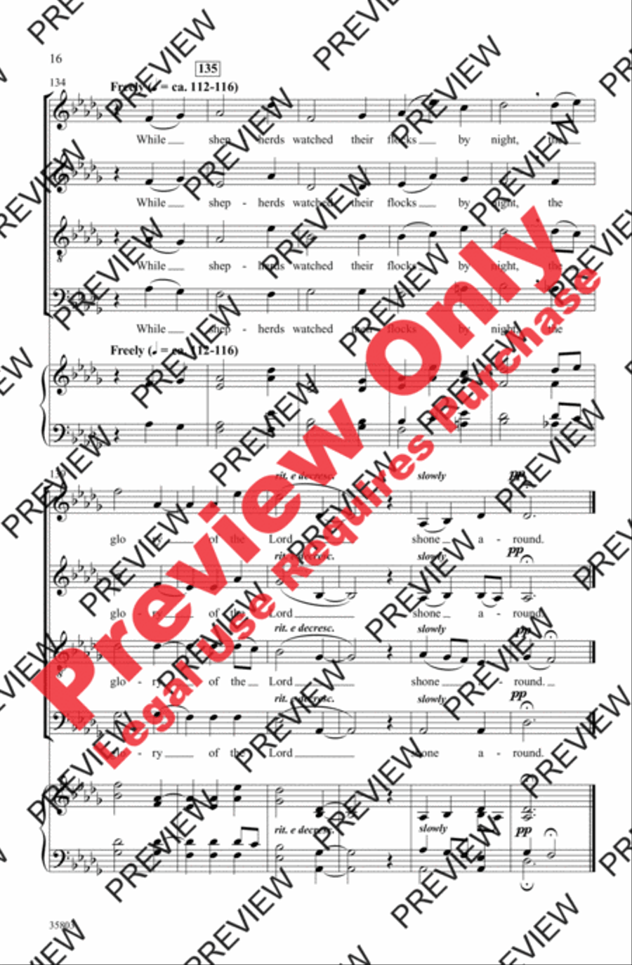 While Shepherds Watched Their Flocks 4-Part scores gallery preview page 16