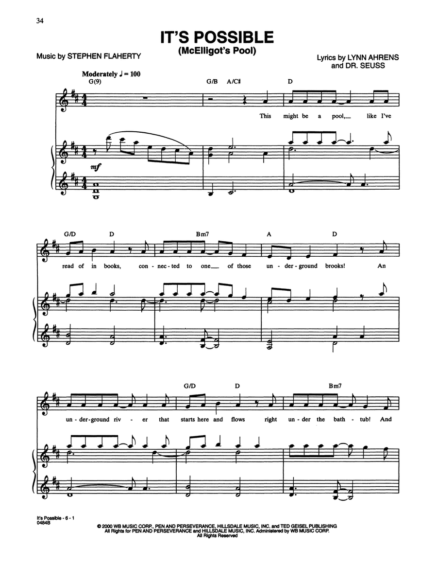 It's Possible (In McElligot's Pool) (from Seussical The Musical) Piano, Vocal scores gallery preview page 1