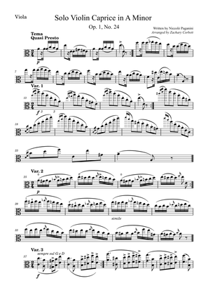 Book cover for Solo Viola Caprice No. 24 in A Minor