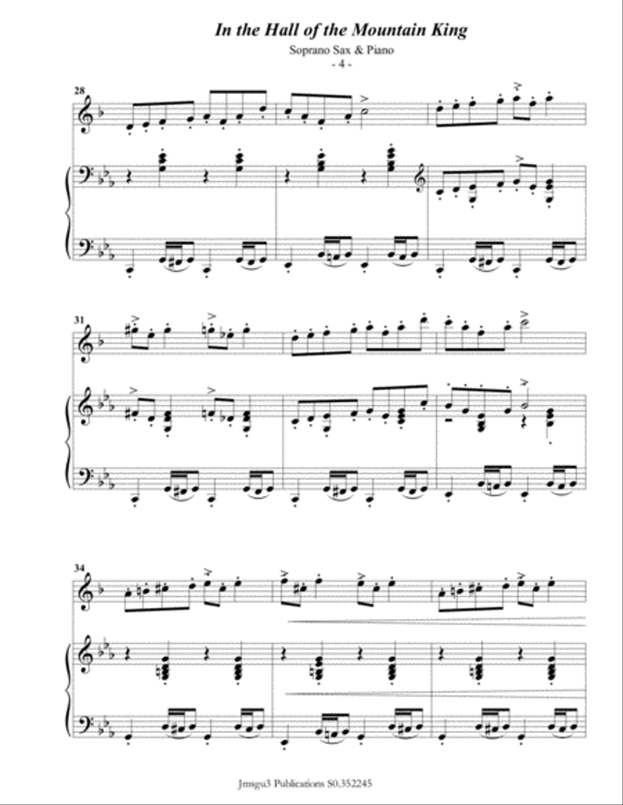 Grieg: Hall of the Mountain King from Peer Gynt Suite for Soprano Sax & Piano Soprano Saxophone scores gallery preview page 5