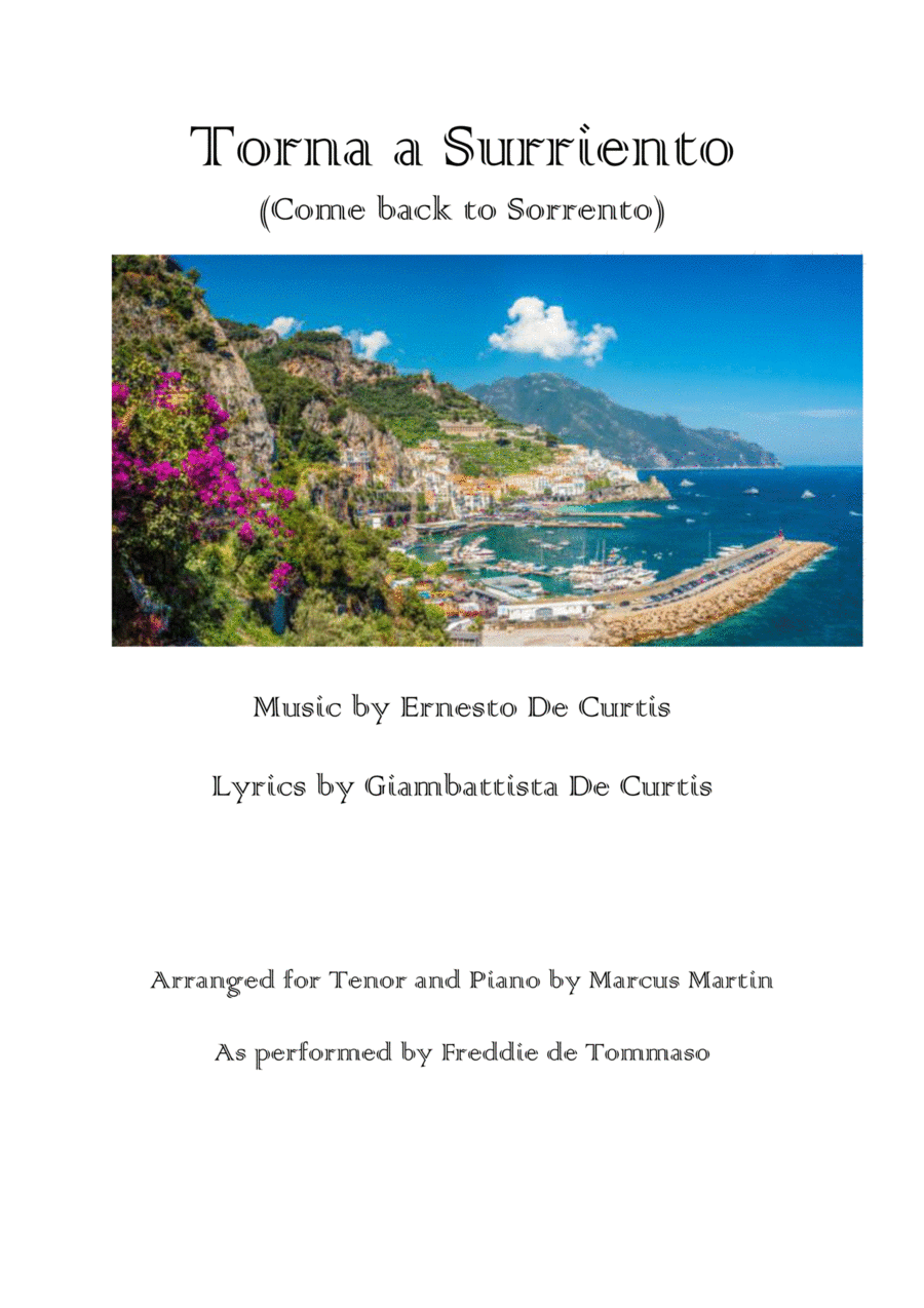 Torna a Surriento (Come back to Sorrento) for Tenor and Piano Tenor Voice scores gallery preview page 1