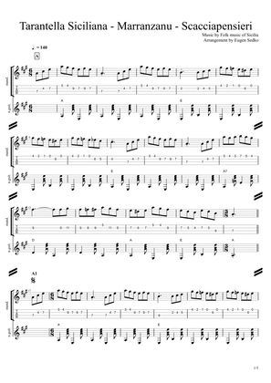 Tarantella Siciliana Marranzanu Scacciapensieri, score & tab for mandolin & guitar