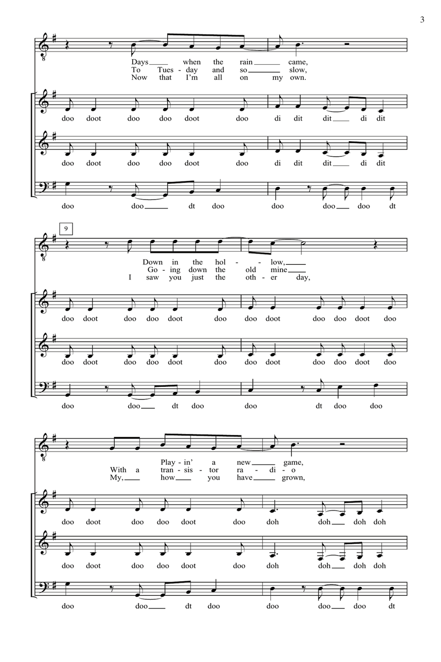 Brown Eyed Girl (arr. Deke Sharon) 4-Part scores gallery preview page 2