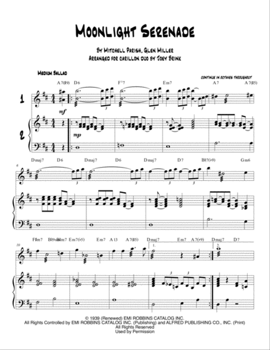Moonlight Serenade Glockenspiel scores gallery preview page 1