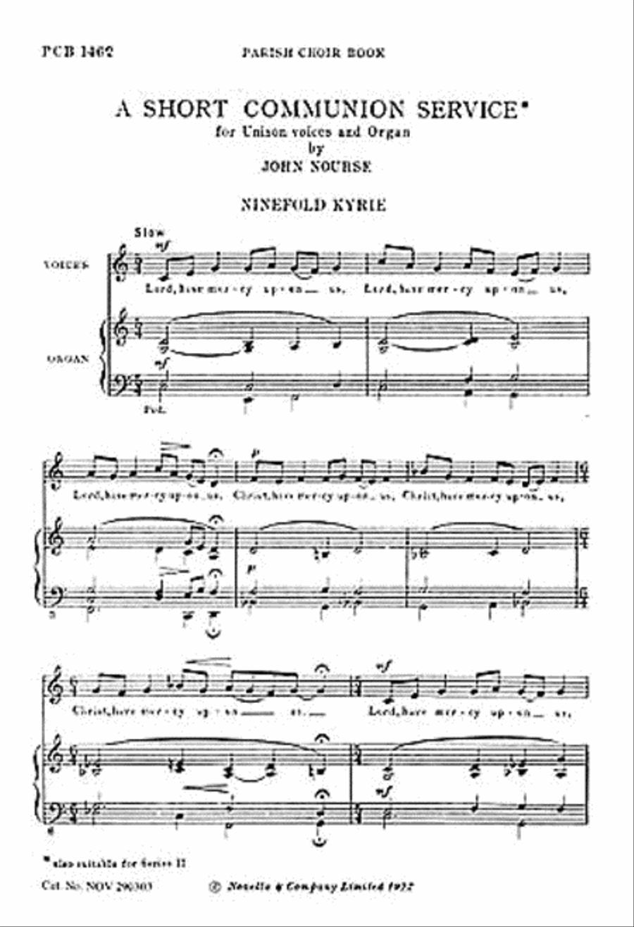 John Nourse: A Short Communion Service Unison Voices Unison Choir scores gallery preview page 1