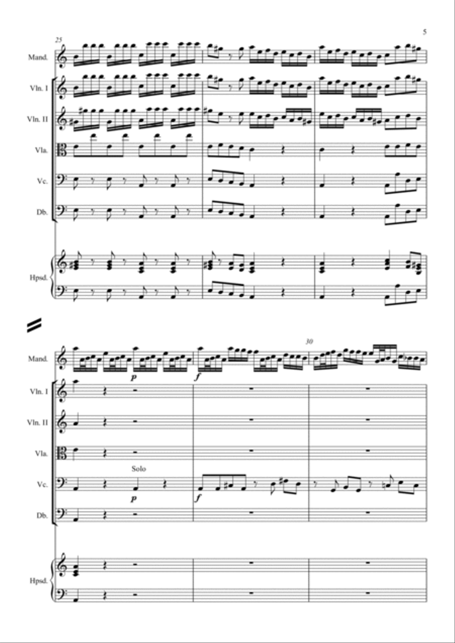 Concerto in DO Maggiore per Mandolino, Archi e Cembalo Small Ensemble scores gallery preview page 5