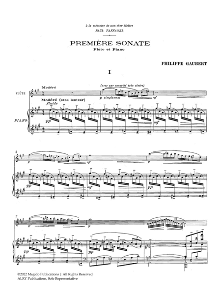 Sonata No. 1 (Premiere Sonate) for Flute and Piano