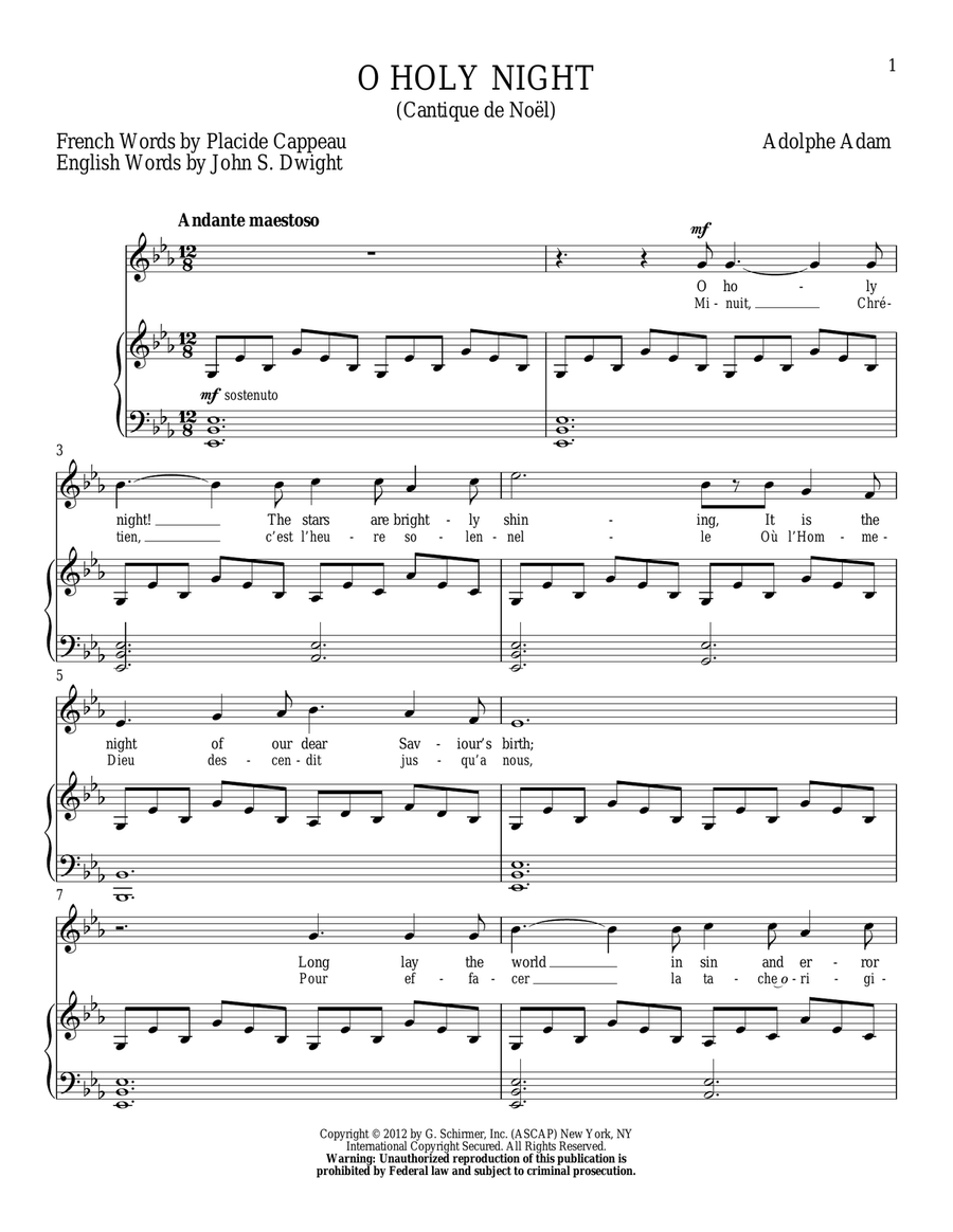 O Holy Night Piano, Vocal scores gallery preview page 1