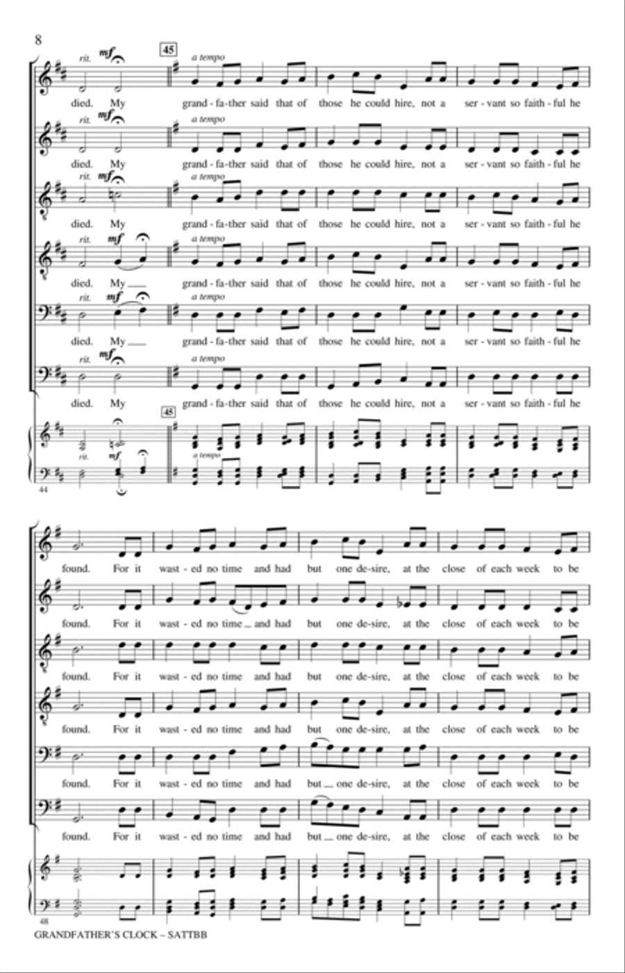 Grandfather's Clock (arr. Philip Lawson) A Cappella scores gallery preview page 7