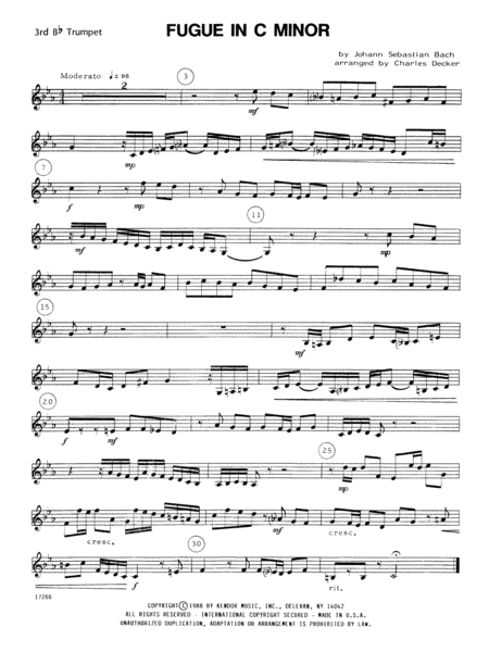 Fugue In C Minor - 3rd Bb Trumpet