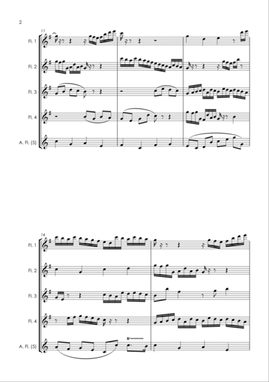 Canon and Gigue - flute quintet Woodwind Quintet scores gallery preview page 4