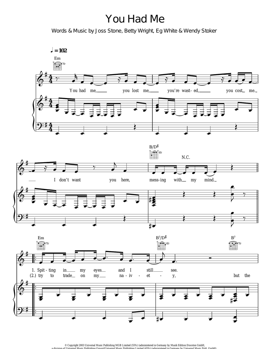 You Had Me Acoustic Guitar scores gallery preview page 1