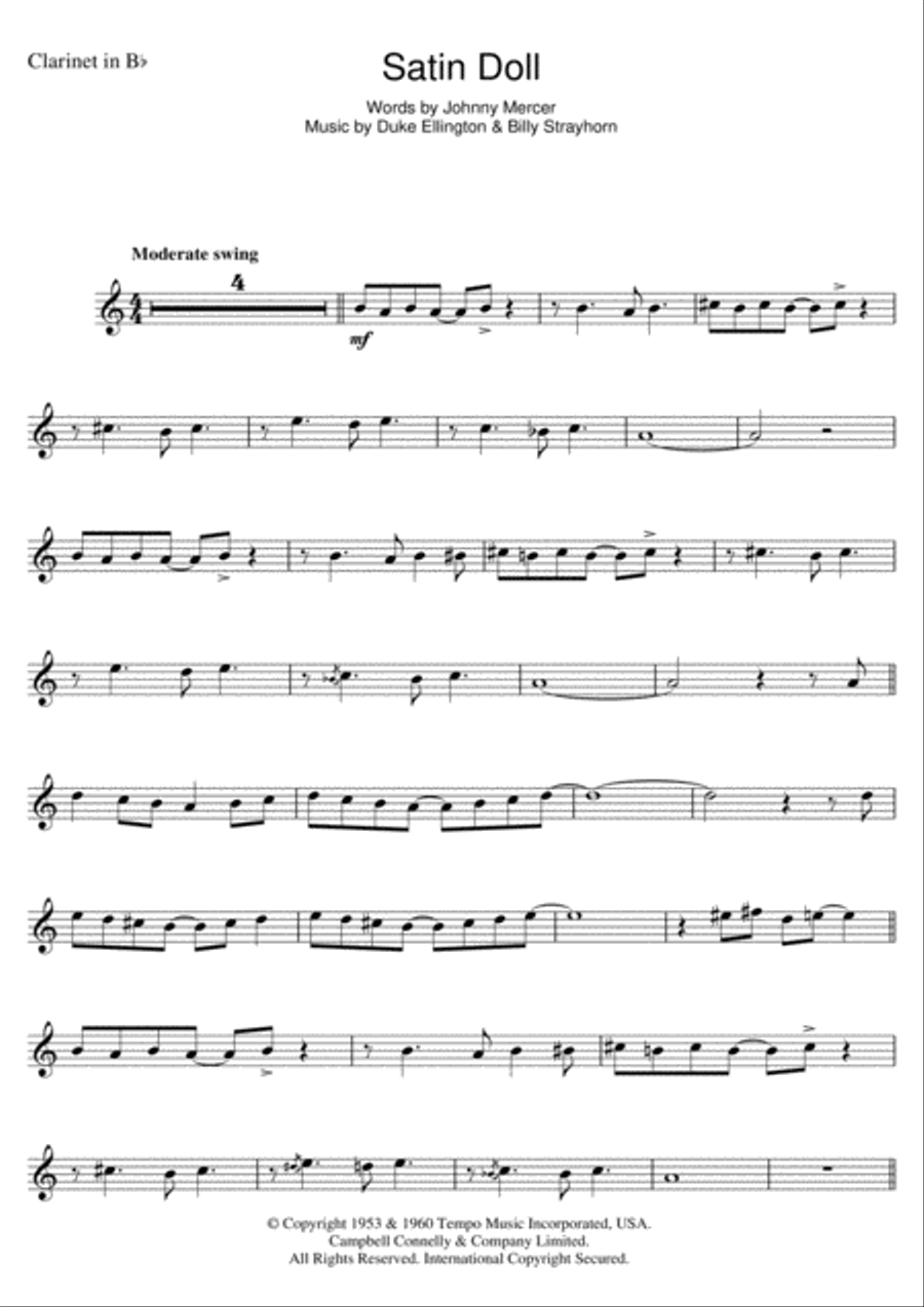 Satin Doll Clarinet Solo scores gallery preview page 1