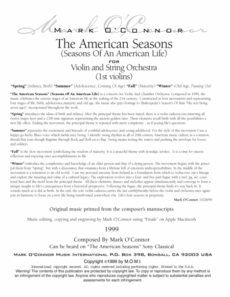 The American Seasons (1st violins part – violin and string orchestra) image number null